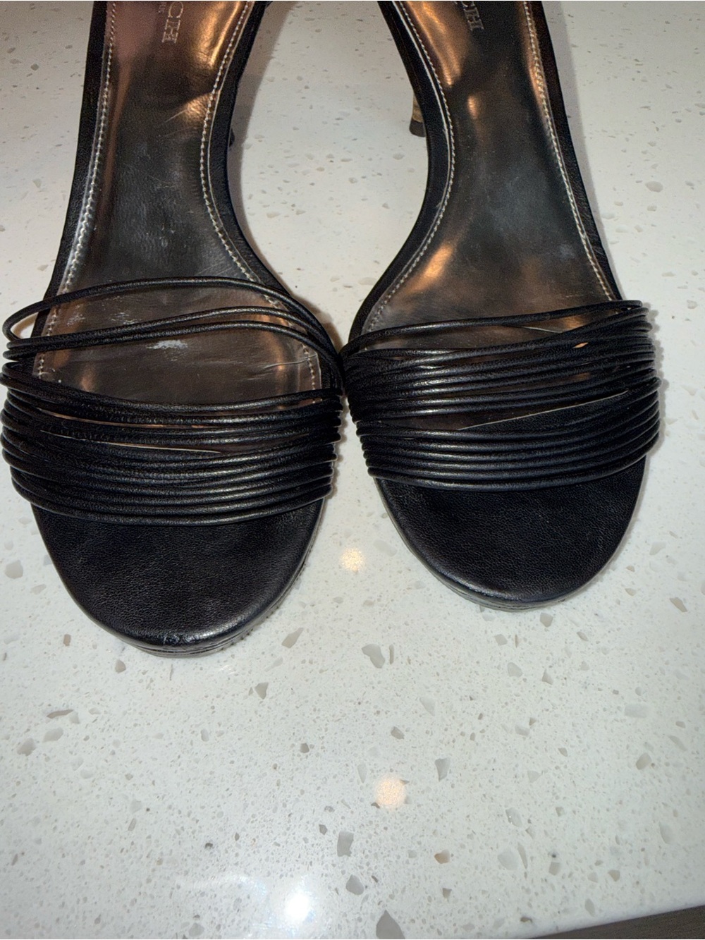 COACH Black Strappy Wrap-Around Heeled Sandals - Picture 4 of 10